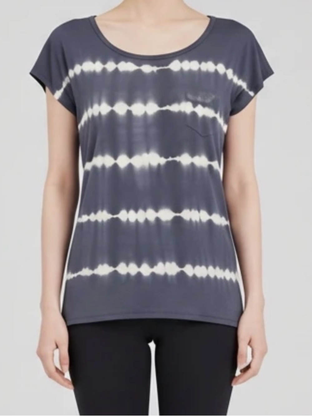 Mud Pie Gray & White Tie-Dye Short Sleeve Pocket Tee